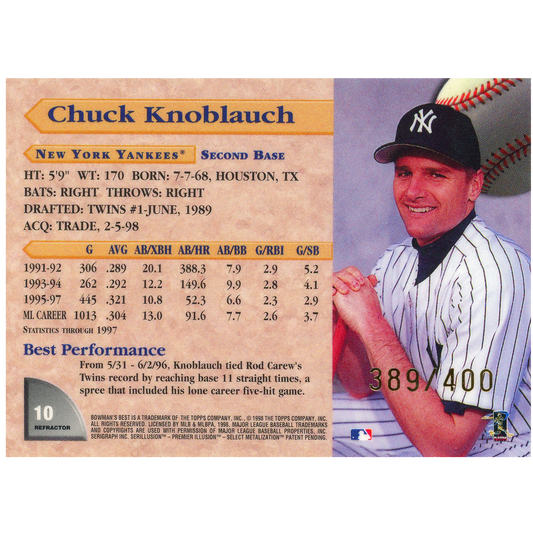 1998 Bowman's Best Chuck Knoblauch (Refractor)