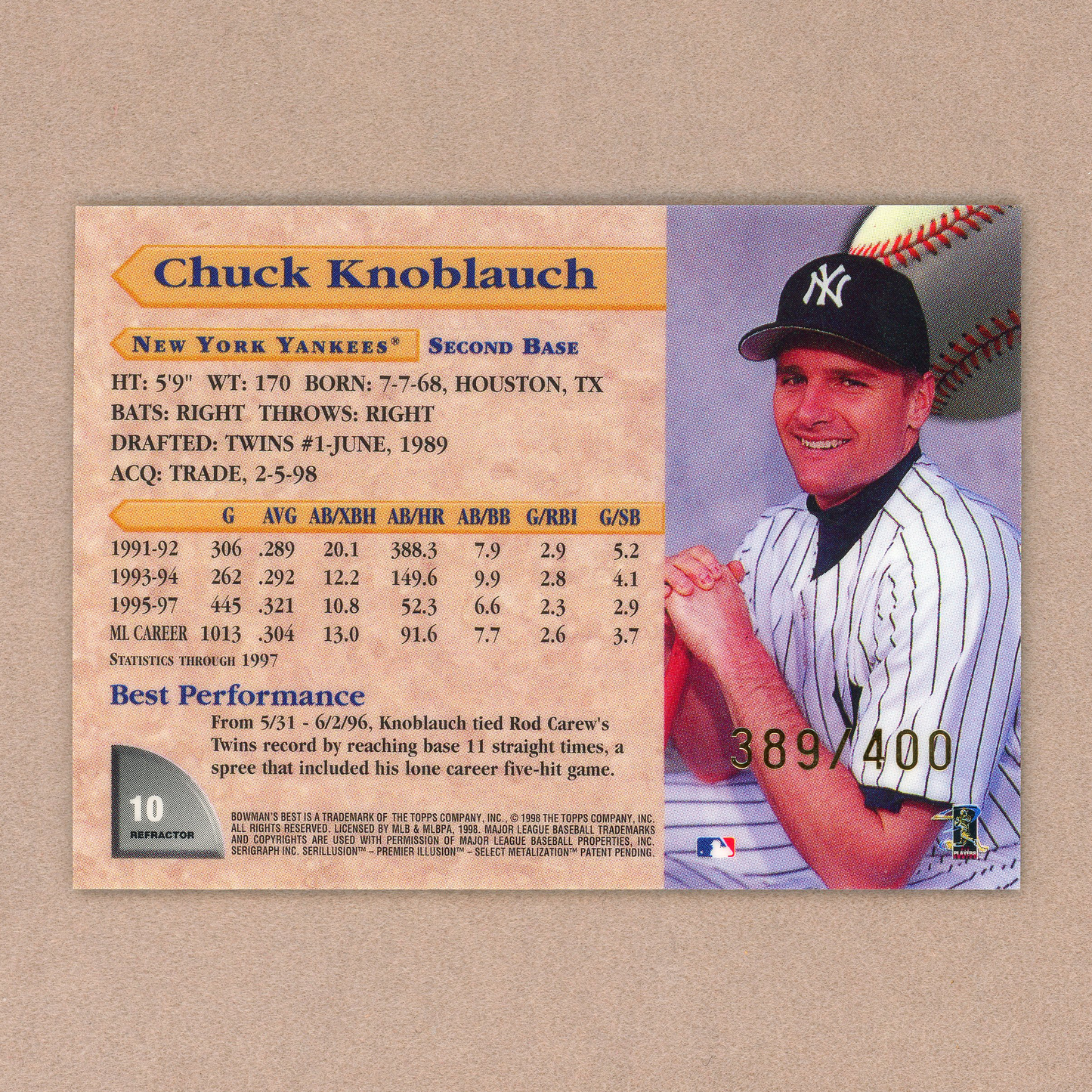 1998 Bowman's Best Chuck Knoblauch (Refractor)