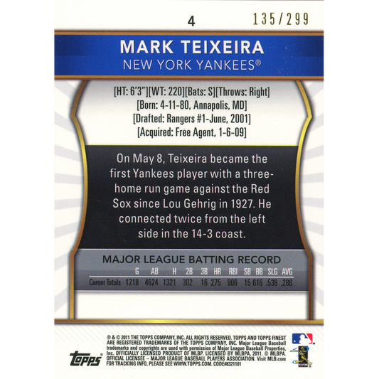 2011 Topps Finest Mark Teixeira (X-Fractor)
