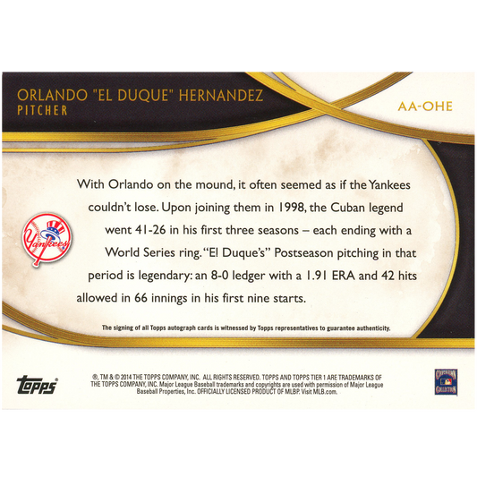 2014 Topps Tier One Orlando Hernandez Autograph