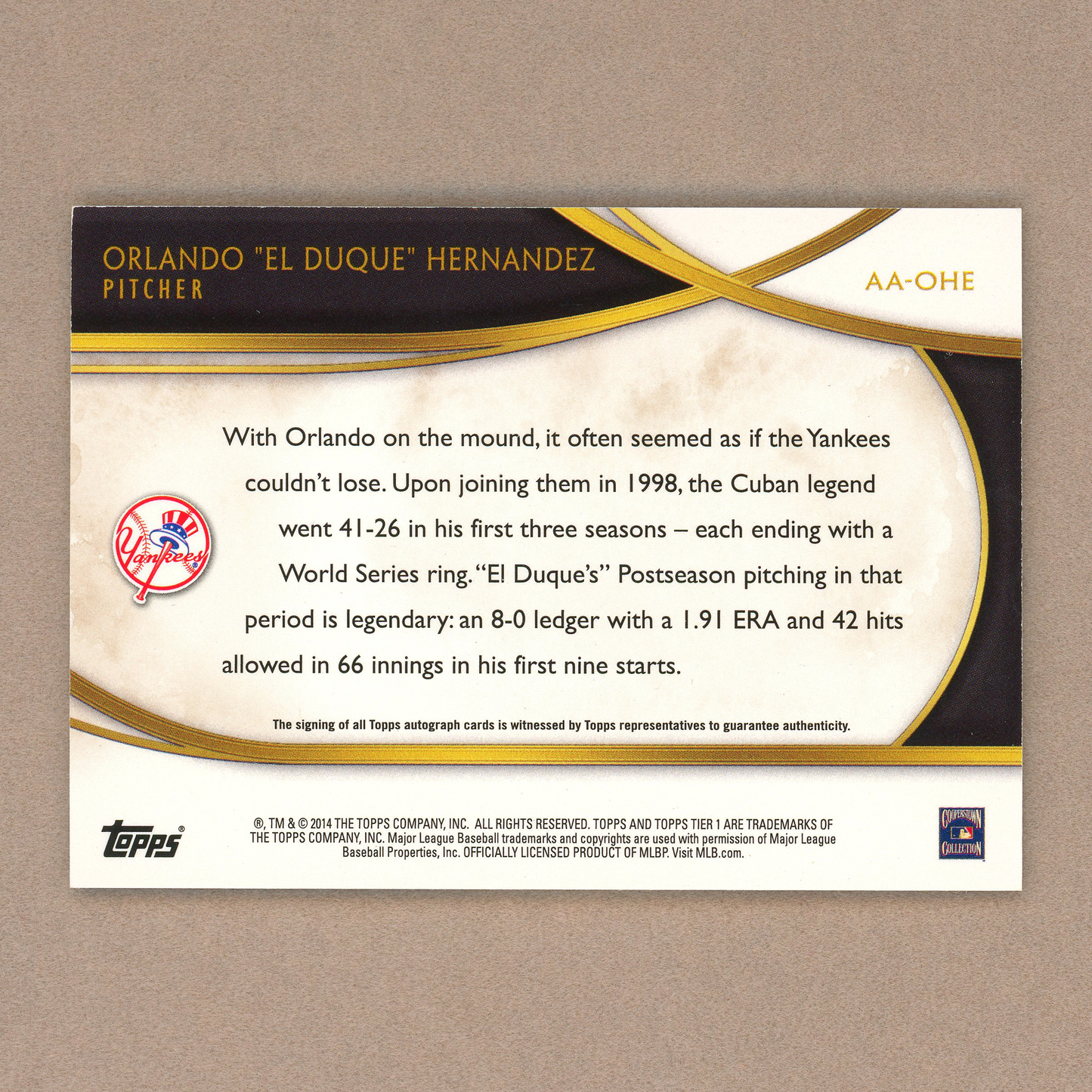 2014 Topps Tier One Orlando Hernandez Autograph