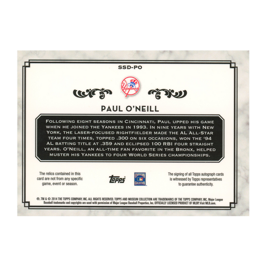 2014 Topps Museum Collection Paul O'Neill Dual Relic
