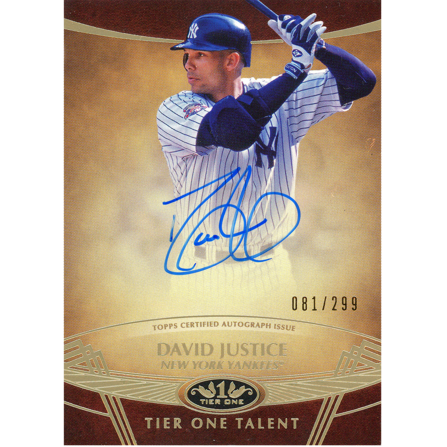 2019 Topps Tier One David Justice Autograph
