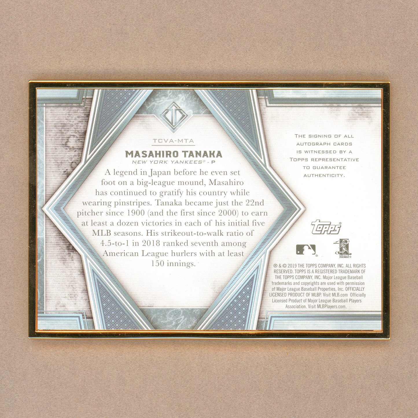 2019 Topps Transcendent Masahiro Tanaka Autograph