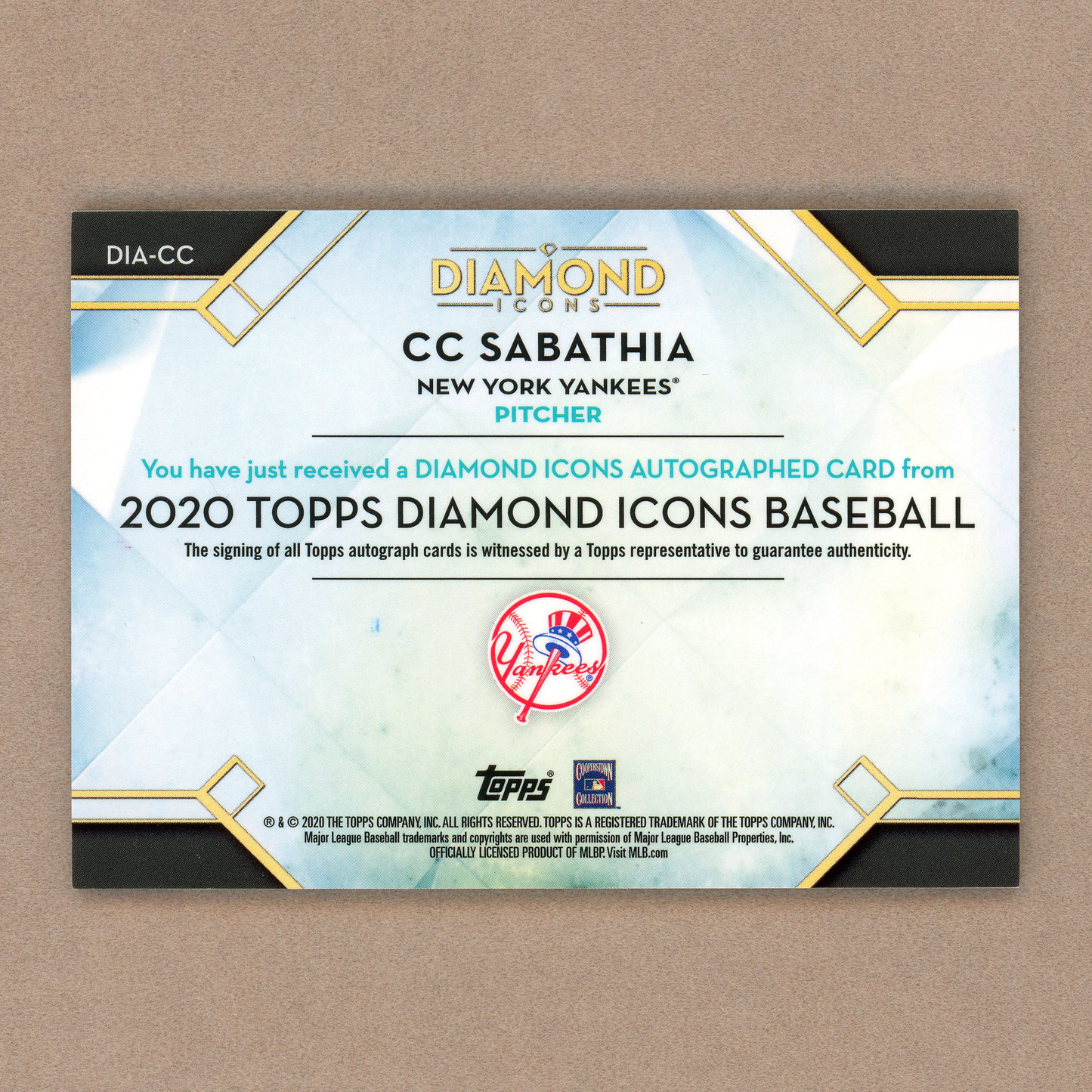 2020 Topps Diamond Icons C.C. Sabathia Autograph