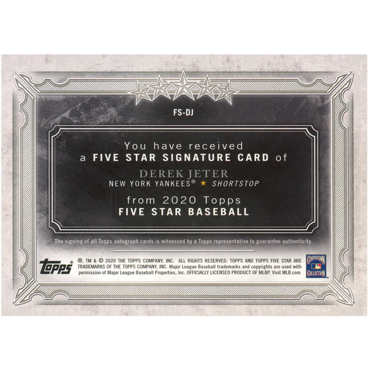 2020 Topps Five Star Derek Jeter Autograph