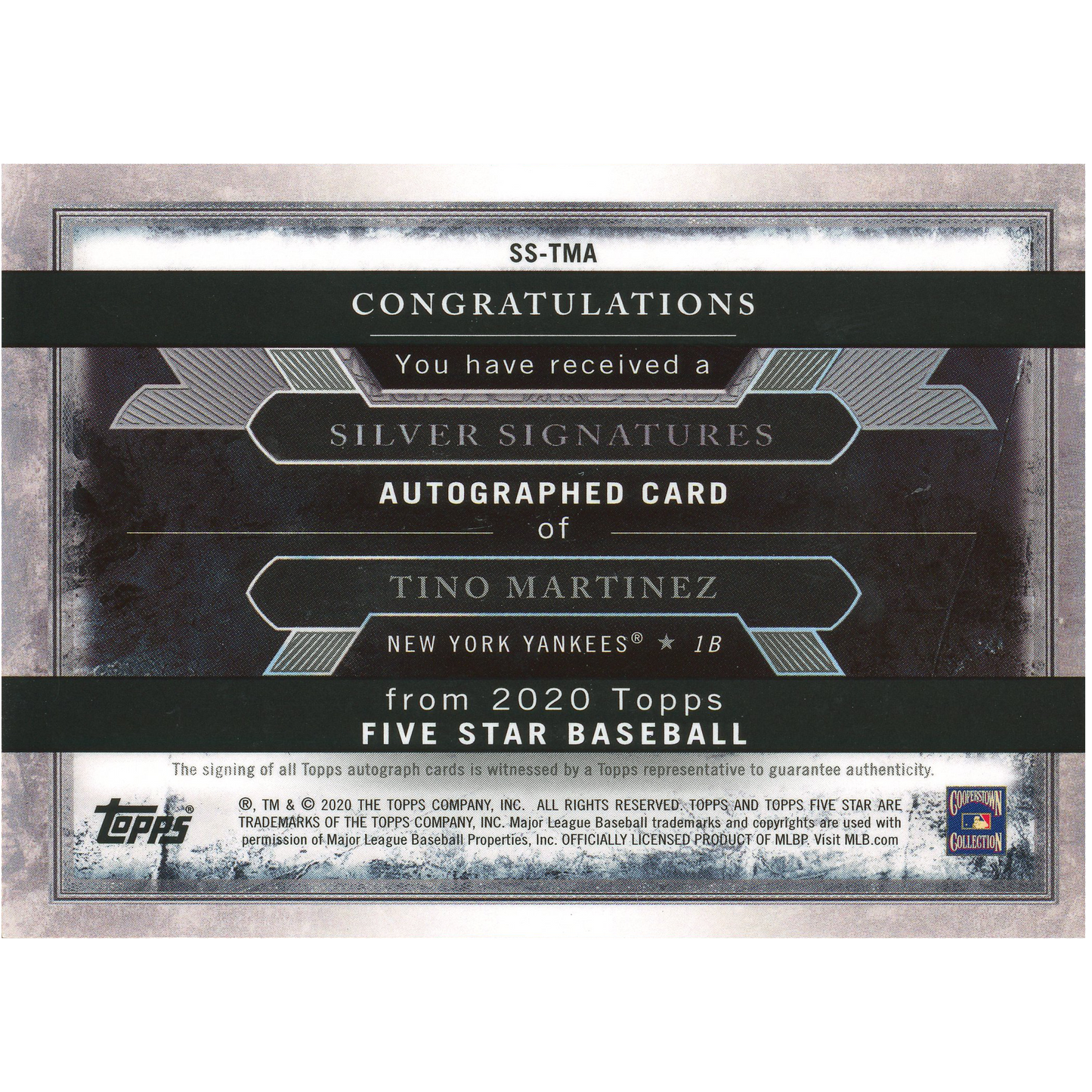 2020 Topps Five Star Tino Martinez Autograph (Silver Ink)