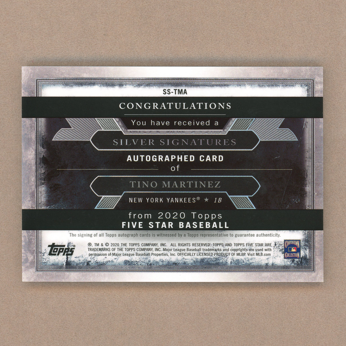 2020 Topps Five Star Tino Martinez Autograph (Silver Ink)