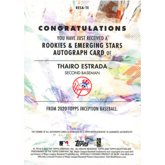 2020 Topps Inception Thairo Estrada Auto