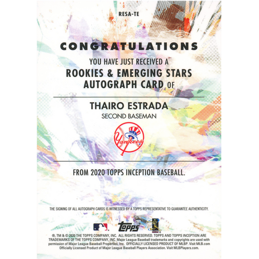 2020 Topps Inception Thairo Estrada Auto (Orange)