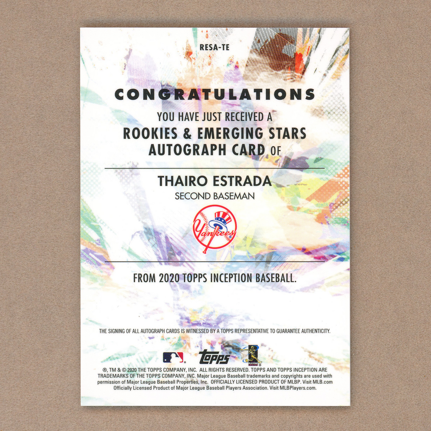 2020 Topps Inception Thairo Estrada Auto (Orange)