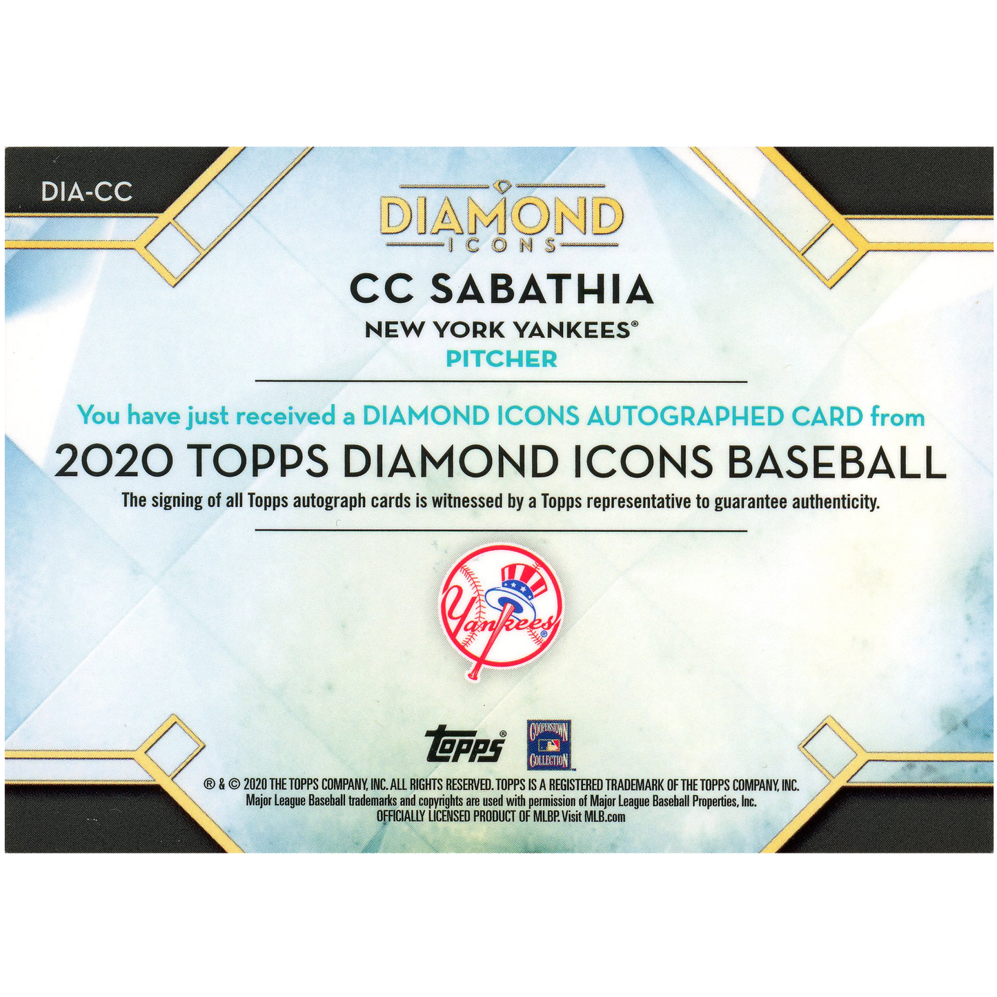 2020 Topps Diamond Icons C.C. Sabathia Autograph (Red)
