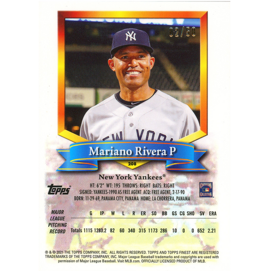 2021 Topps Finest Flashback Mariano Rivera (Gold)