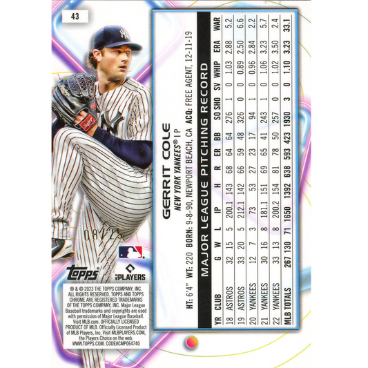 2023 Topps Cosmic Chrome Gerrit Cole (Orange Galactic)