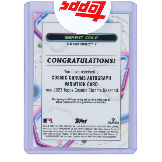 2023 Topps Cosmic Chrome Gerrit Cole Autograph (Orange Galactic)