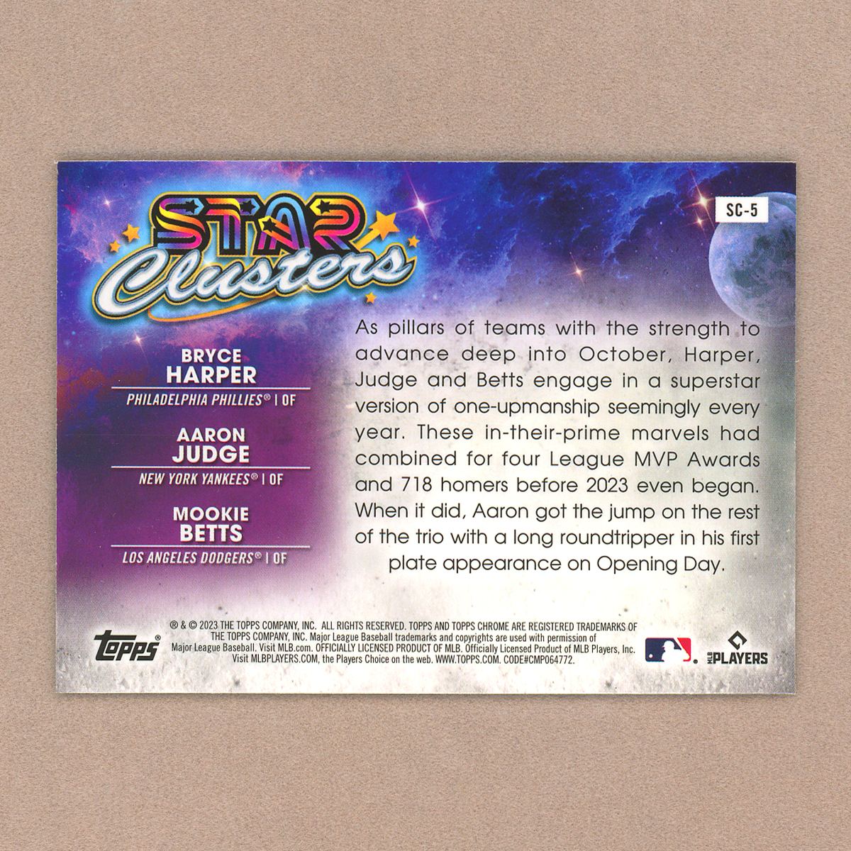 2023 Topps Cosmic Chrome Harper/Judge/Betts Star Clusters