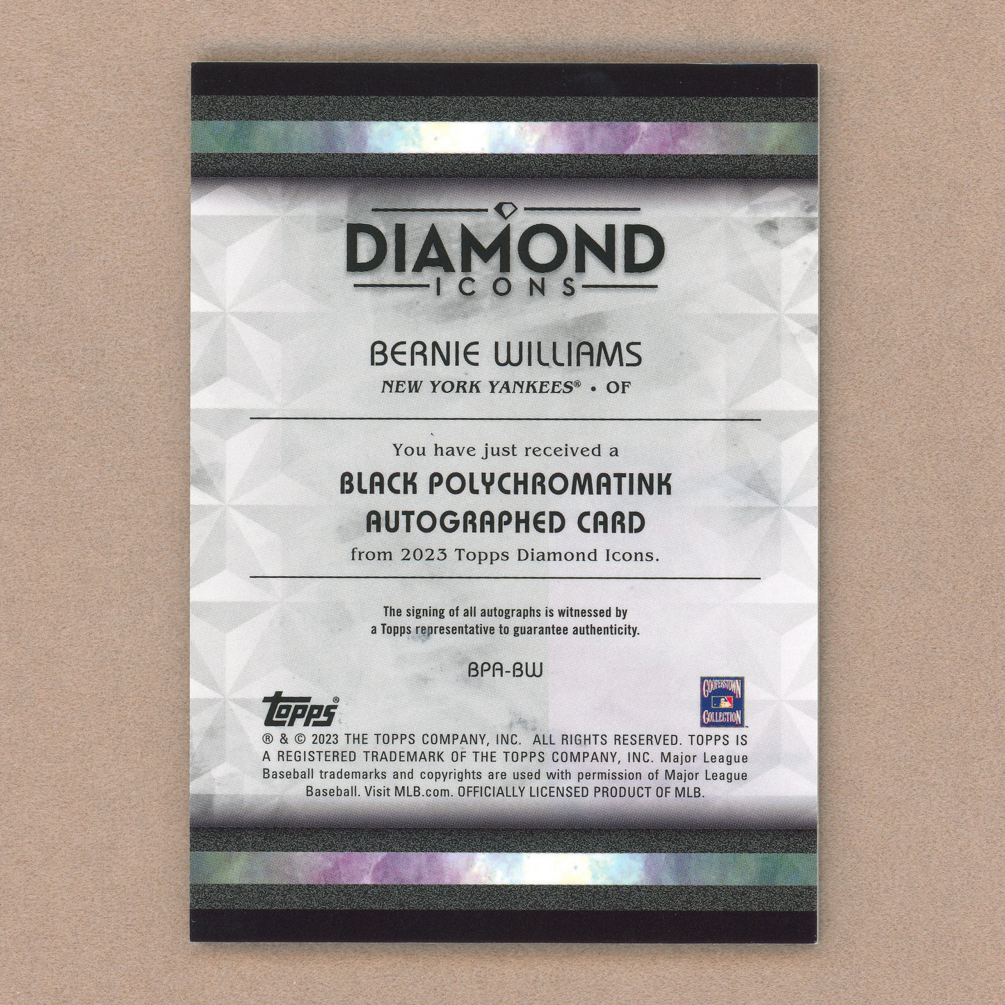 2023 Topps Diamond Icons Bernie Williams Autograph (Silver Ink)