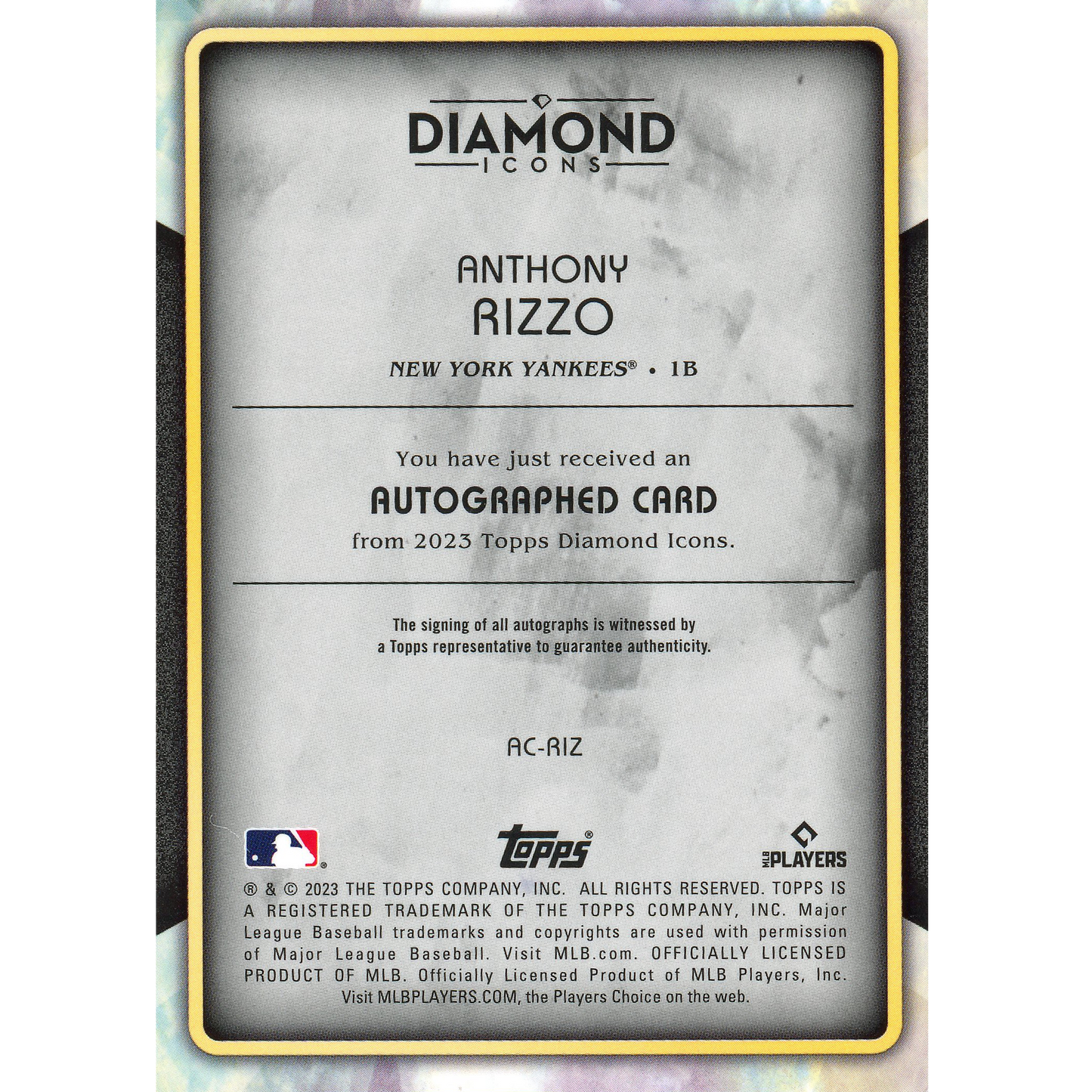 2023 Topps Diamond Icons Anthony Rizzo Autograph