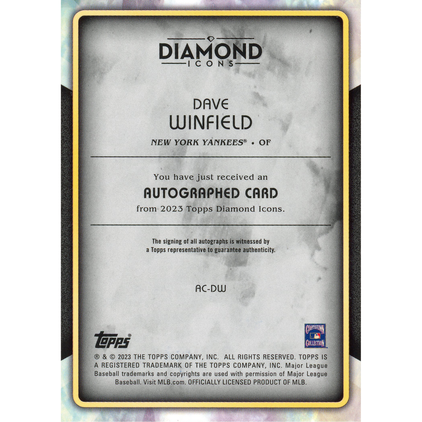 2023 Topps Diamond Icons Dave Winfield Autograph