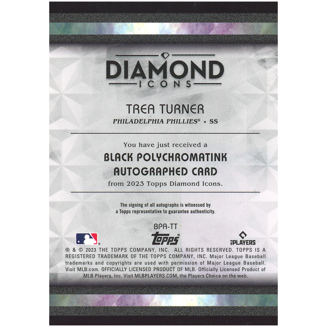 2023 Trea Turner Diamond Icons Black PolychromatINK Autograph (Gold Ink)