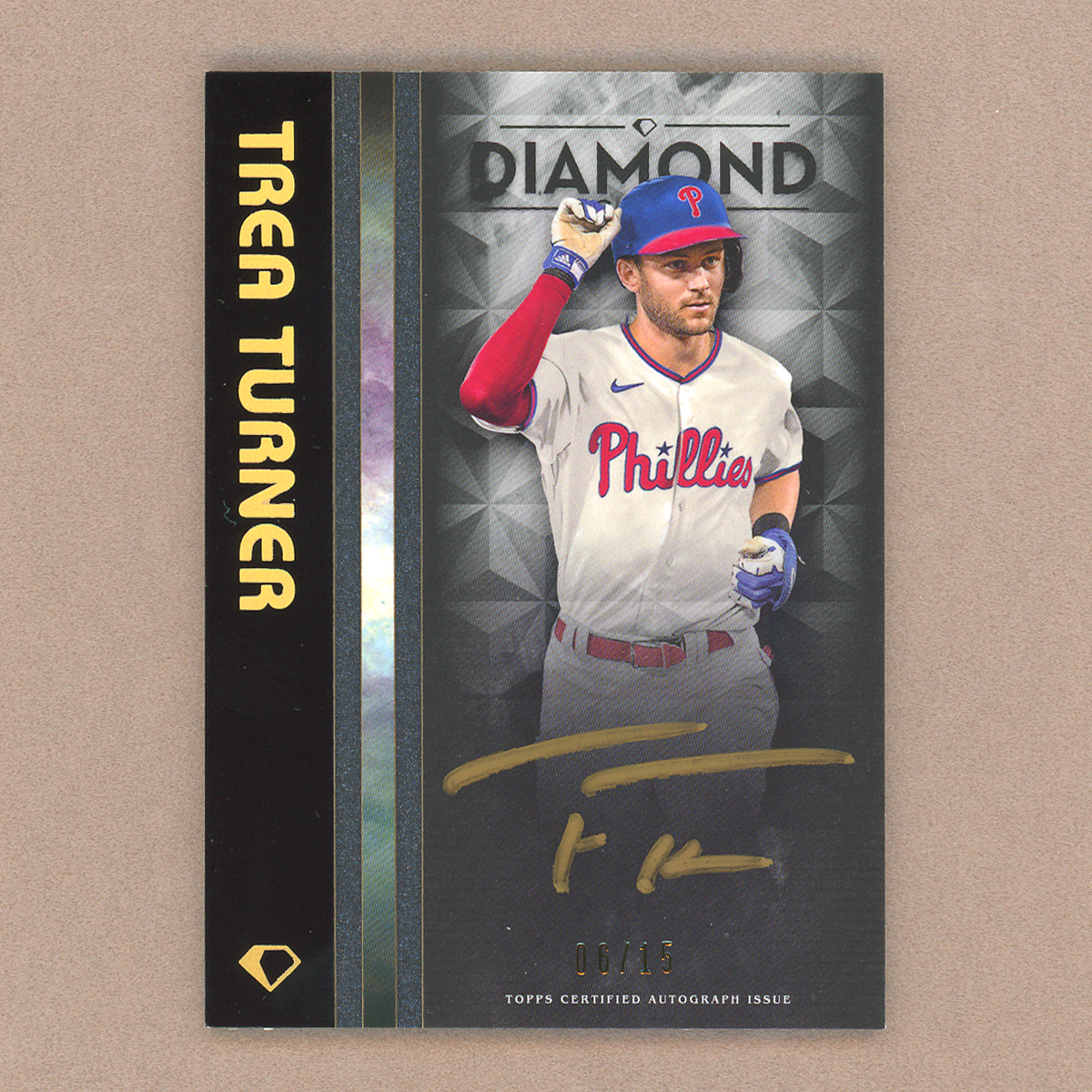2023 Trea Turner Diamond Icons Black PolychromatINK Autograph (Gold Ink)