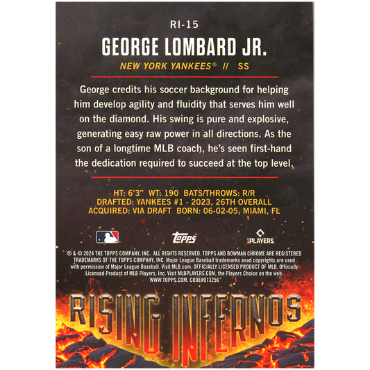 2024 Bowman Chrome George Lombard Jr. Rising Infernos