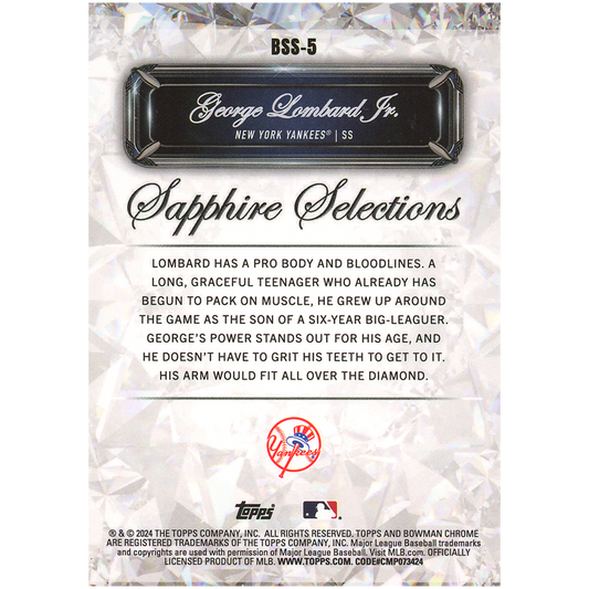 2024 Bowman Chrome Sapphire George Lombard Jr. Sapphire Selections (Gold)