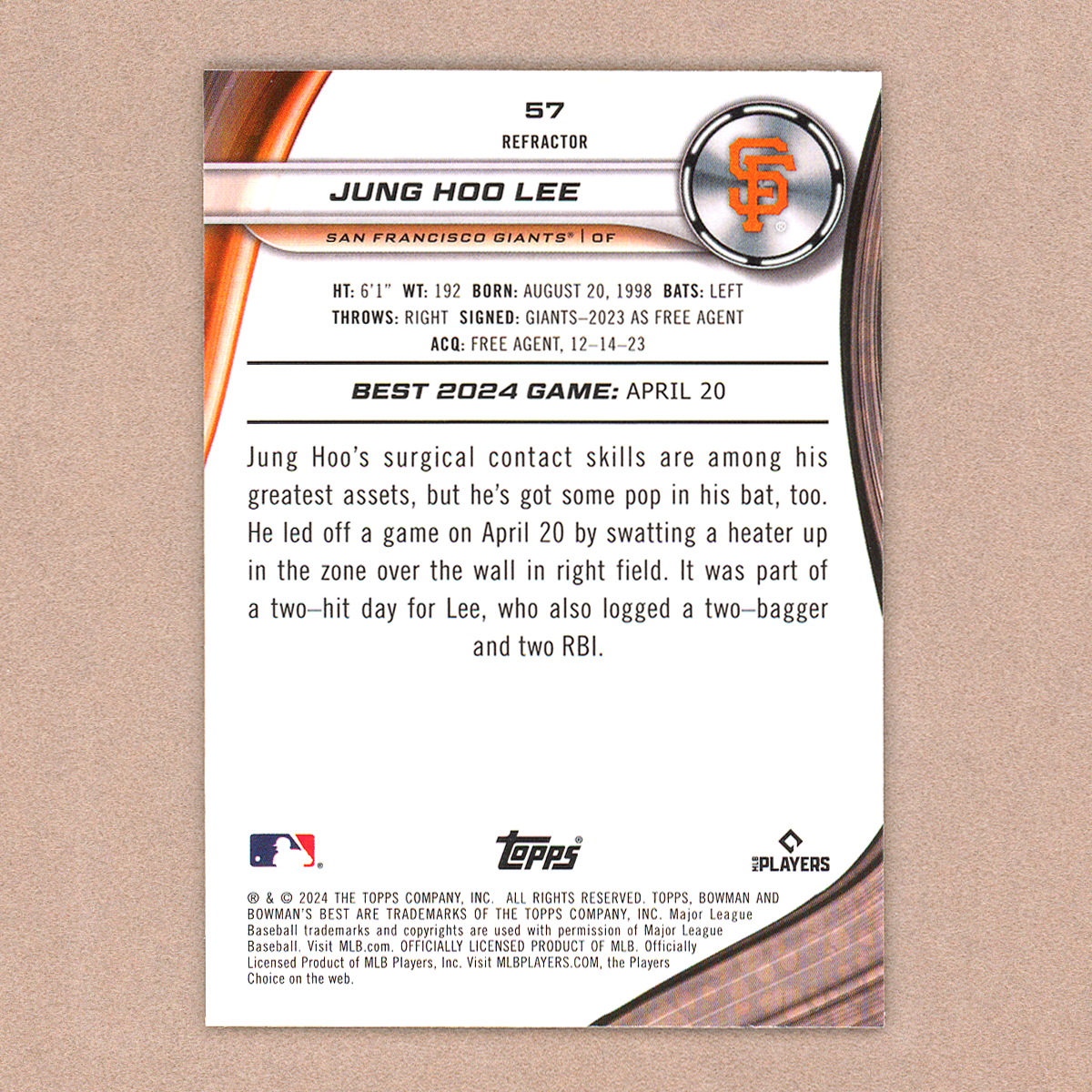 2024 Bowman's Best Jung Hoo Lee RC (Refractor)