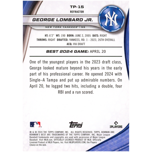 2024 Bowman's Best George Lombard Jr. (Refractor)