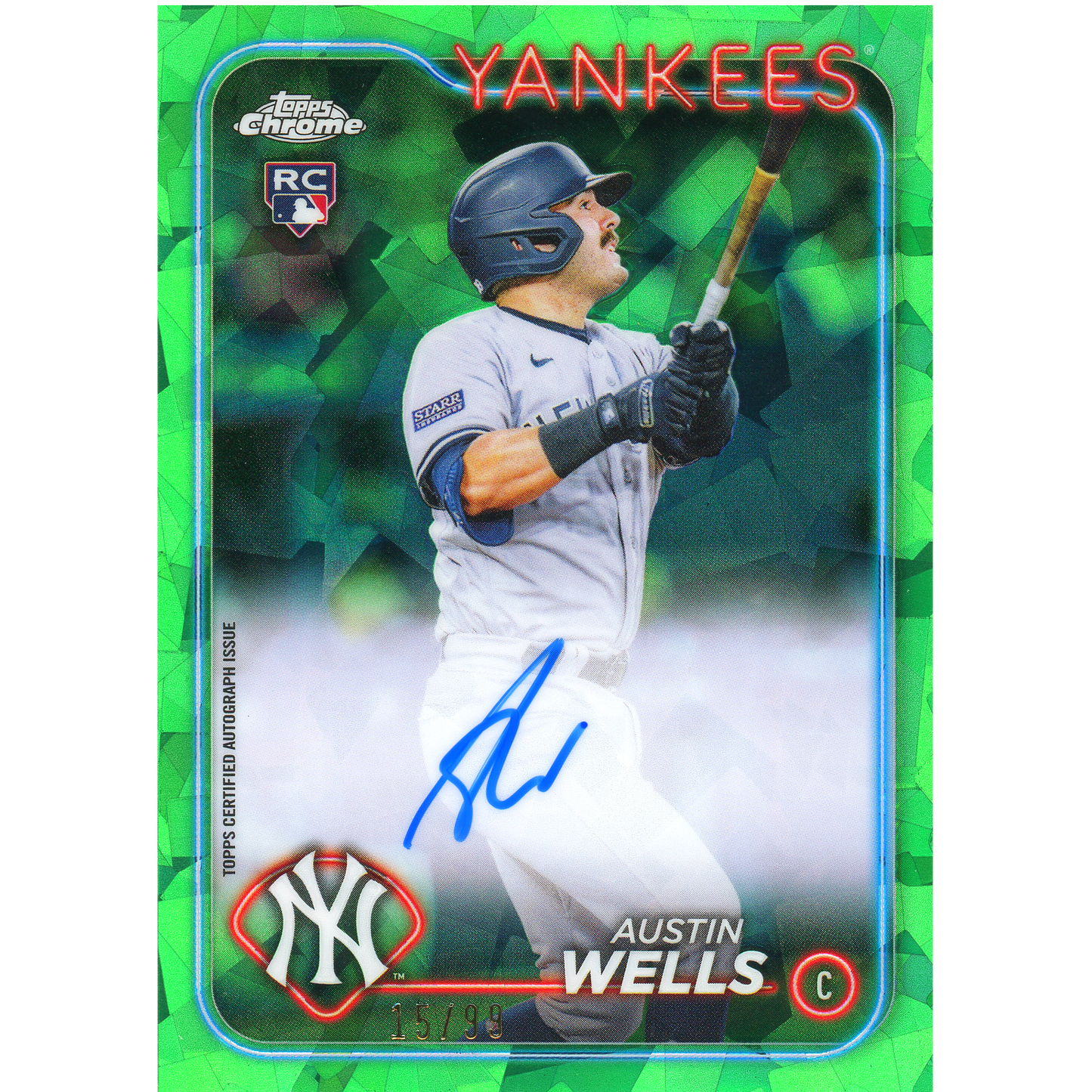2024 Topps Chrome Sapphire Austin Wells Autograph (Green)