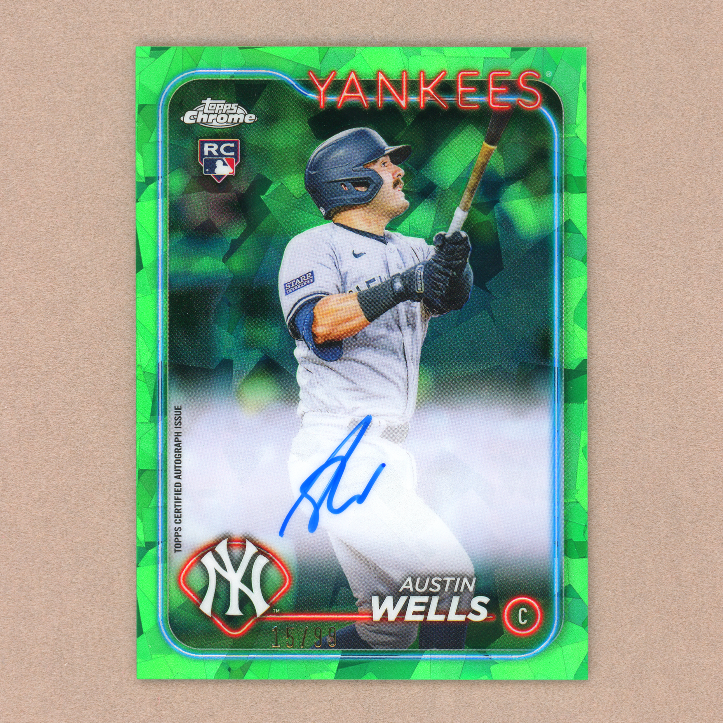 2024 Topps Chrome Sapphire Austin Wells Autograph (Green)