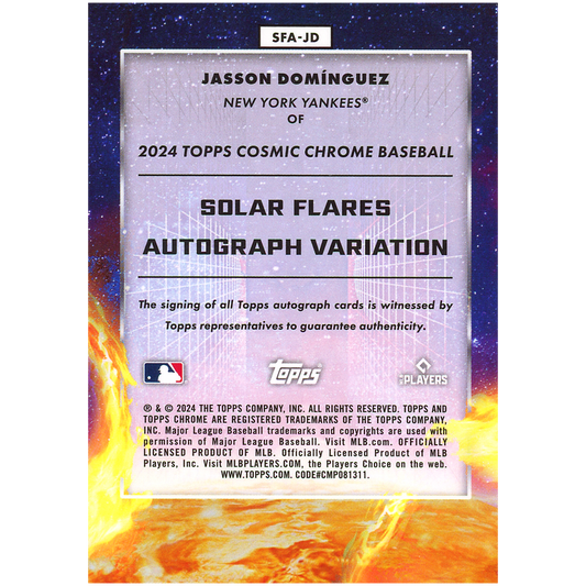 2024 Topps Cosmic Chrome Jasson Dominquez Solar Flare Autograph