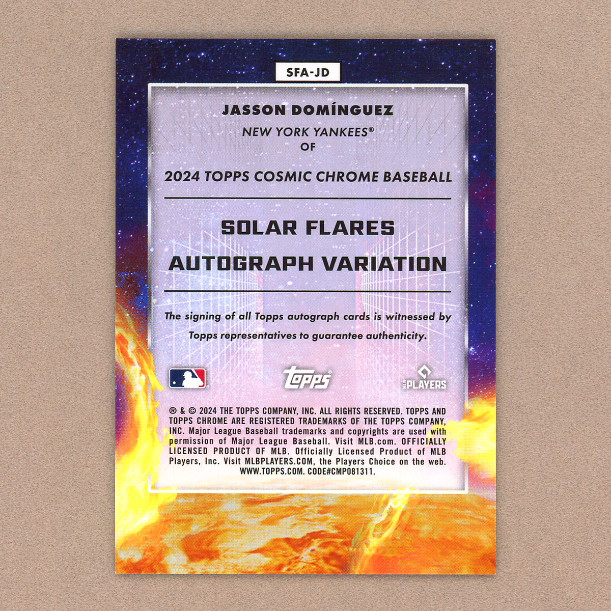 2024 Topps Cosmic Chrome Jasson Dominquez Solar Flare Autograph