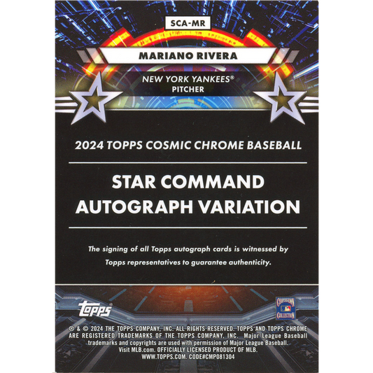 2024 Topps Cosmic Chrome Mariano Rivera Autograph (Gold)