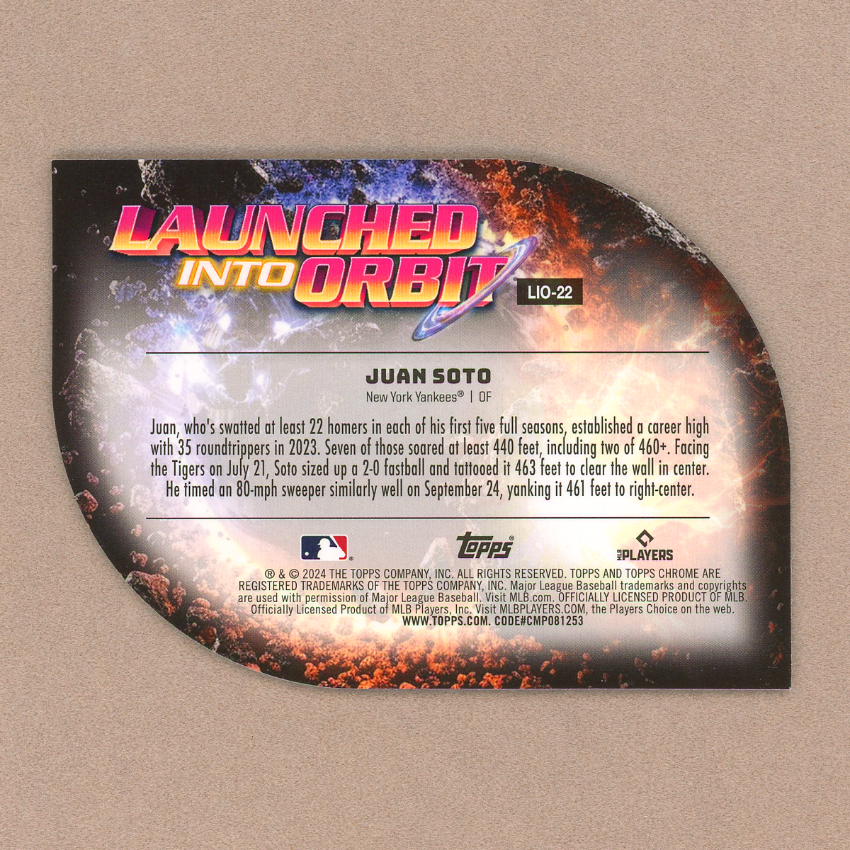 2024 Topps Cosmic Chrome Juan Soto Launched Into Orbit (Black)