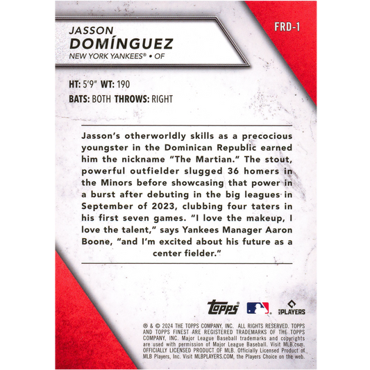 2023 Topps Finest Jasson Dominguez Finest Rookies (Purple)