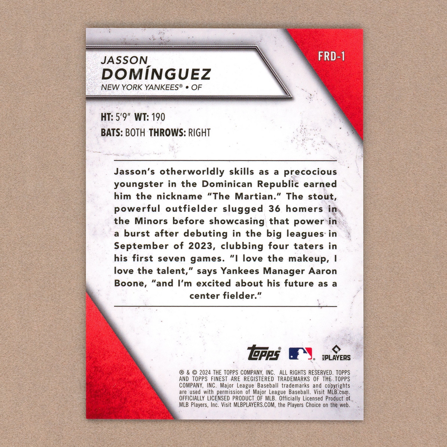 2023 Topps Finest Jasson Dominguez Finest Rookies (Purple)