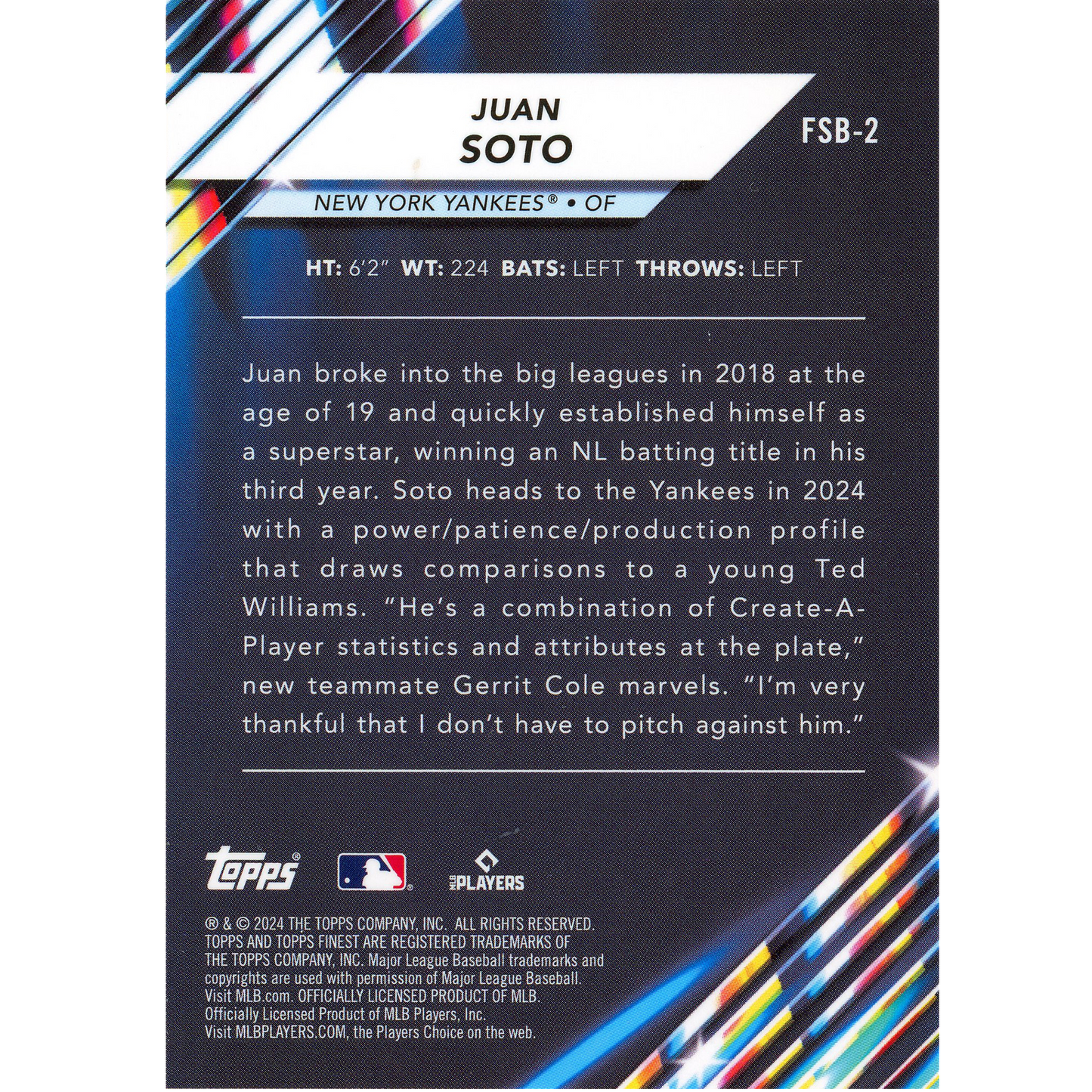 2024 Topps Finest Juan Soto Future So Bright (Orange)
