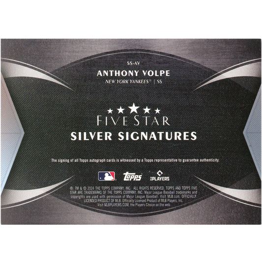 2024 Topps Five Star Anthony Volpe Autograph (Silver Ink)