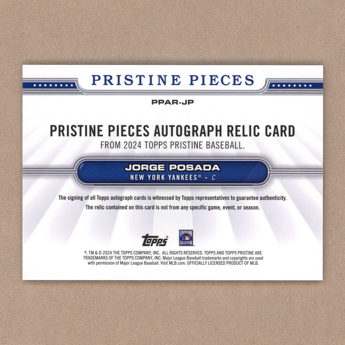 2024 Topps Pristine Jorge Posada Autograph Relic