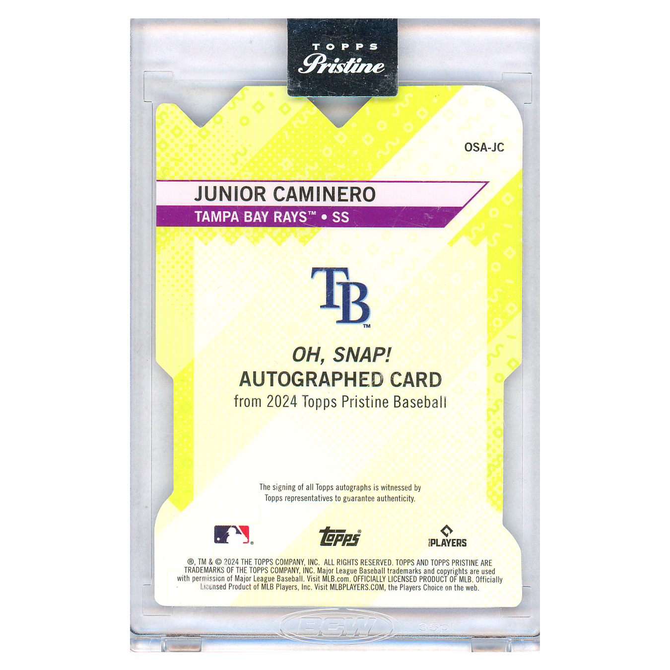 2024 Topps Pristine Junior Caminero Oh Snap Autograph