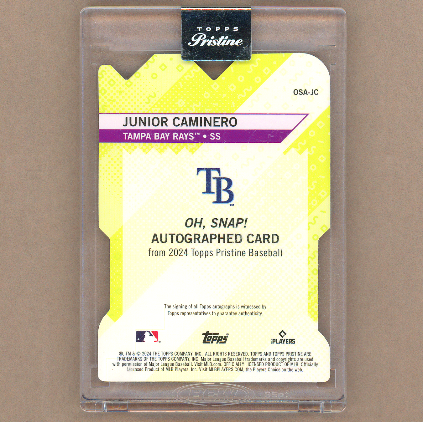 2024 Topps Pristine Junior Caminero Oh Snap Autograph