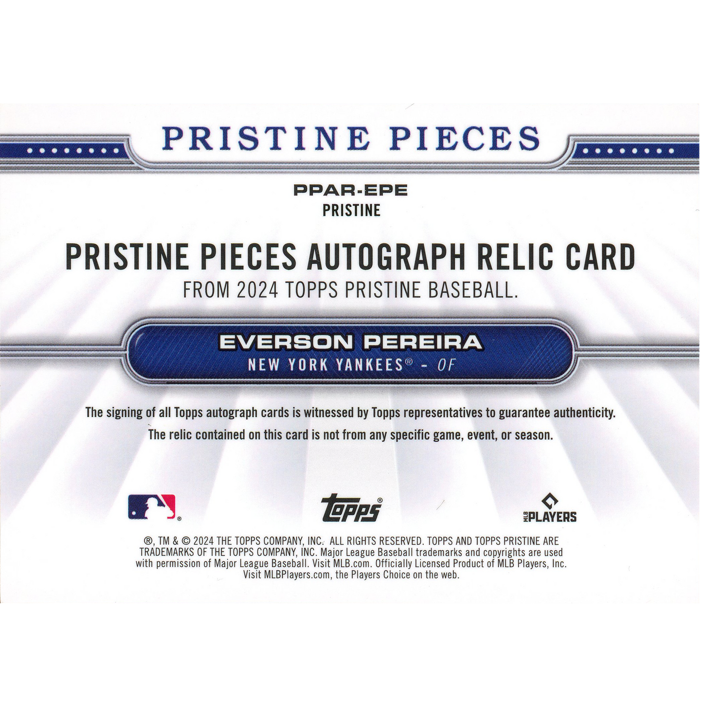 2024 Topps Pristine Everson Pereira Autograph Relic (Rookie Card)