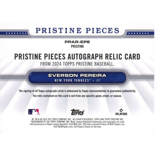 2024 Topps Pristine Everson Pereira Autograph Relic (Rookie Card)