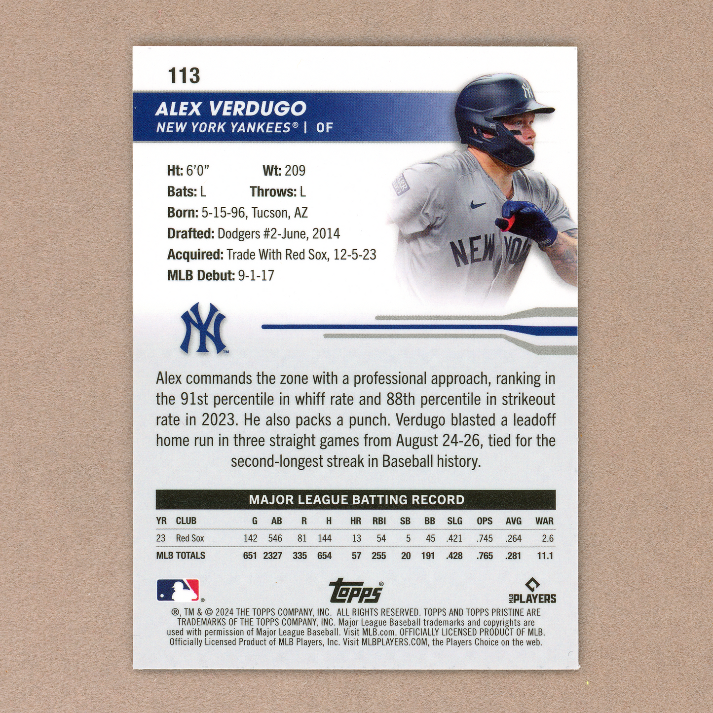 2024 Topps Pristine Alex Verdugo (Gold)