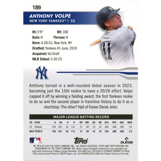 2024 Topps Pristine Anthony Volpe (Gold)