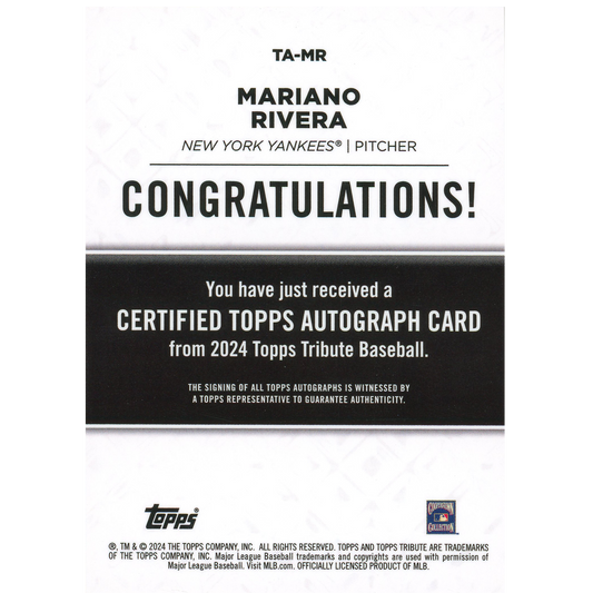 2024 Topps Tribute Mariano Rivera Autograph (Purple)