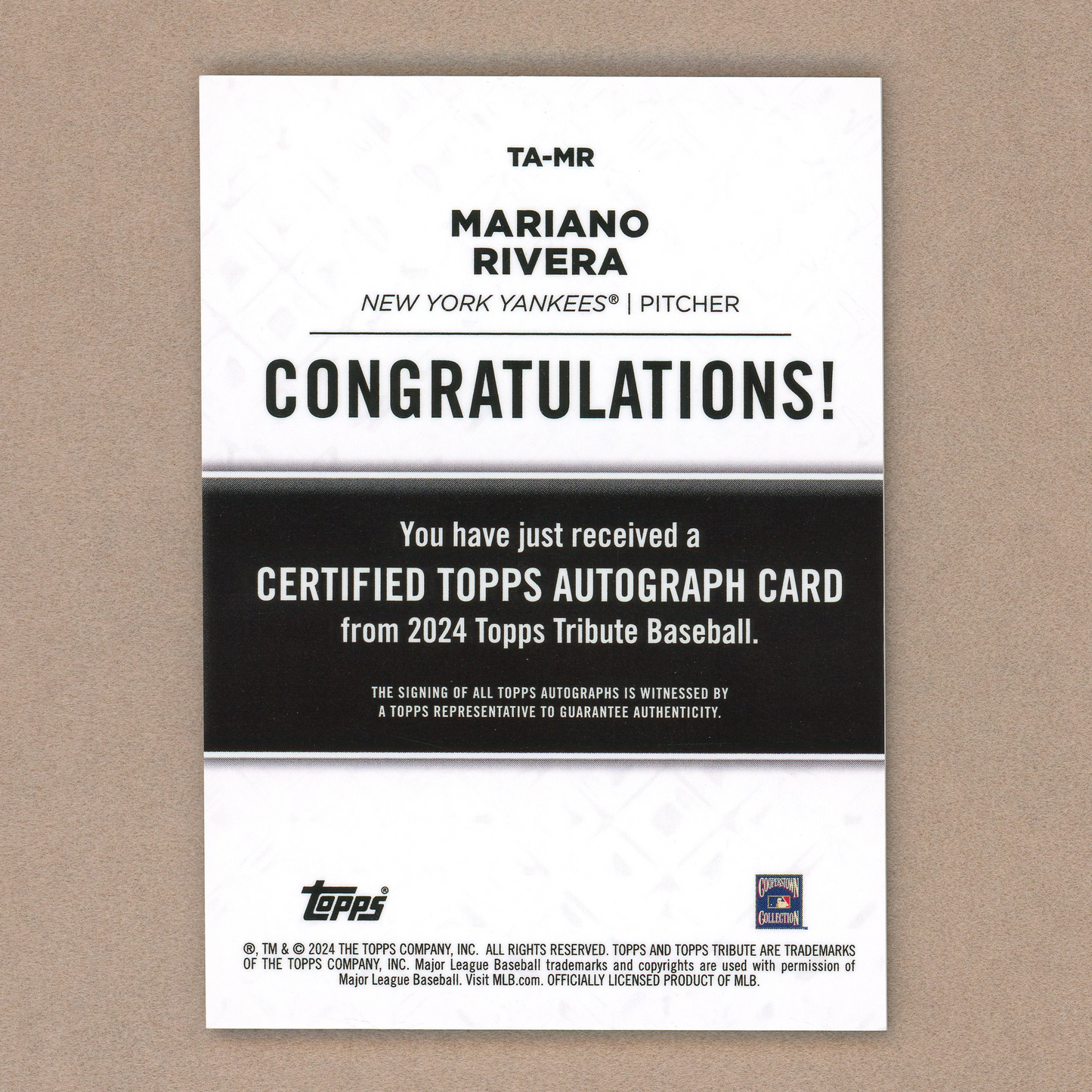 2024 Topps Tribute Mariano Rivera Autograph (Purple)