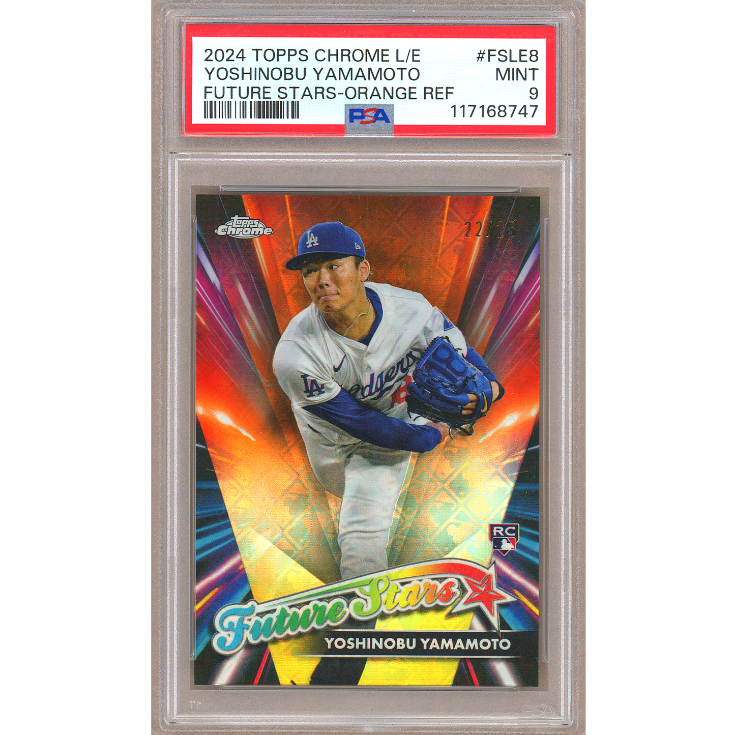 2024 Topps Chrome Logofractor Yoshinobu Yamamoto RC (Orange) PSA 9