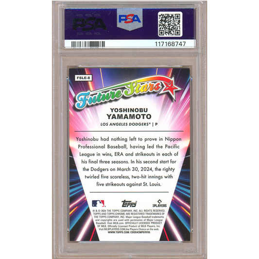 2024 Topps Chrome Logofractor Yoshinobu Yamamoto RC (Orange) PSA 9